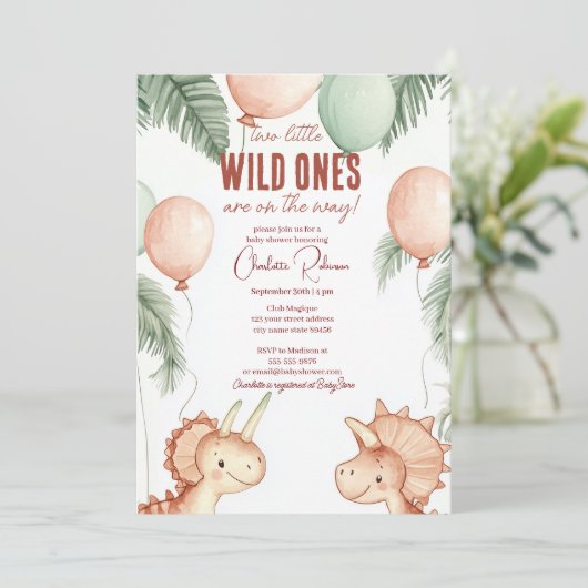 Wild Ones en Twins Baby shower Kaart (Staand voorkant)