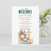 Wild Ones I tweeling Safari Baby shower Kaart (Staand voorkant)