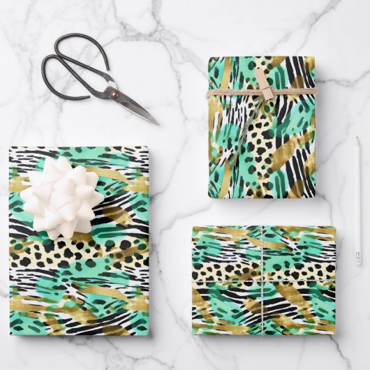 Wild Ones Safari Dieren Bont Prints Patronen Inpakpapier Vel (Voorkant)
