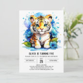 Wild One's Tiger Boy Verjaardag uitnodiging (Staand voorkant)