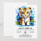 Wild One's Tiger Boy Verjaardag uitnodiging (Voorkant / Achterkant)