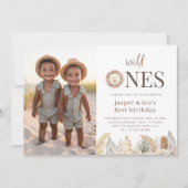 Wild Ones Twins Neutrale bladeren - Foto Verjaarda Kaart (Voorkant)