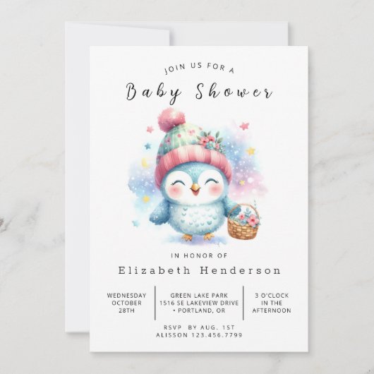 Wild Online Owl Baby shower Kaart (Voorkant)