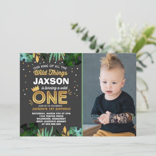 Wild Op een dag uitnodiging Wilde Dingen Verkomst (Staand voorkant)