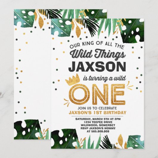 Wild Op een dag uitnodiging Wilde Dingen Verkomst (Voorkant / Achterkant)