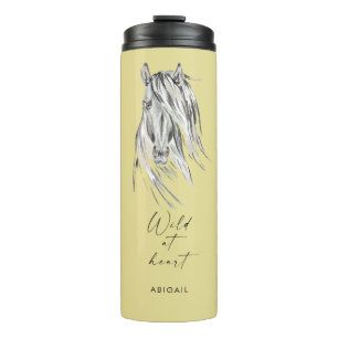 Wild op Heart Custom Name Yellow Thermosbeker