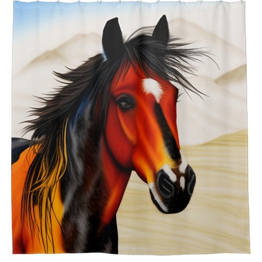 Wild op het hart - een Western pionnen Pony Douchegordijn (Voorkant)