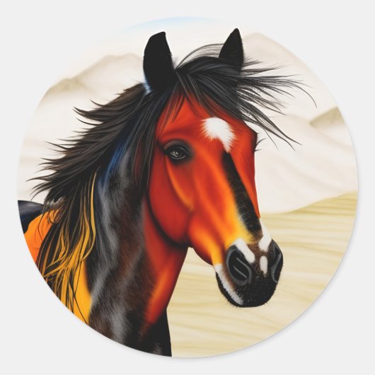 Wild op het hart - een Western pionnen Pony Ronde Sticker (Voorkant)