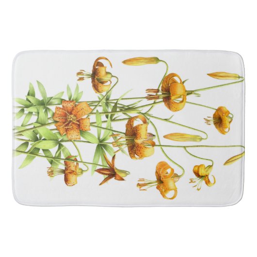 Wild Orange Tiger Lilies Botanical Art Badmat (Voorkant)