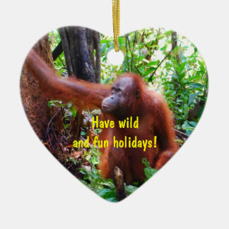 Wild Orangutan Holiday Keramisch Ornament