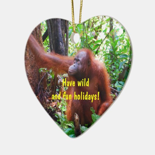 Wild Orangutan Holiday Keramisch Ornament (Links)