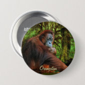 Wild Orangutan & Oerwoud Primate Art Button (Voorkant /achterkant)