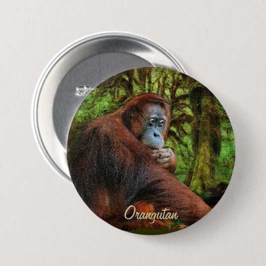 Wild Orangutan & Oerwoud Primate Art Button (Voorkant /achterkant)