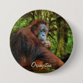 Wild Orangutan & Oerwoud Primate Art Button (Voorkant)