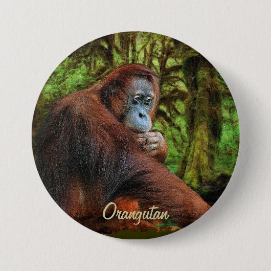 Wild Orangutan & Oerwoud Primate Art Button (Voorkant)