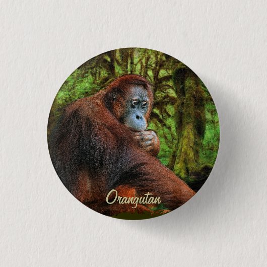 Wild Orangutan & Oerwoud Primate Art Button (Voorkant)