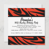 Wild Oranje Zebra Stripe Bowling Party Kaart (Achterkant)