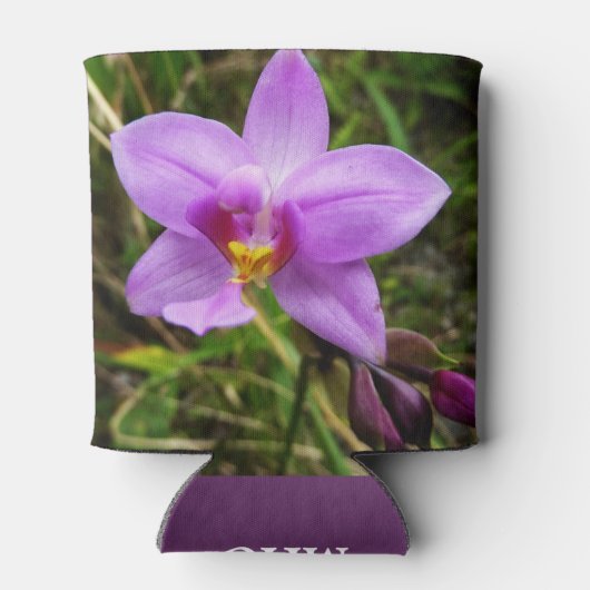 Wild Orchid Paarse Tropische Bloem Blikjeskoeler (Achterkant)