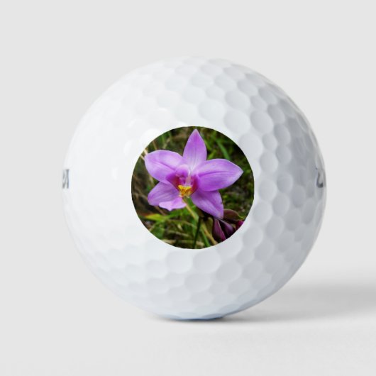 Wild Orchid Paarse Tropische Bloem Golfballen (Voorkant)