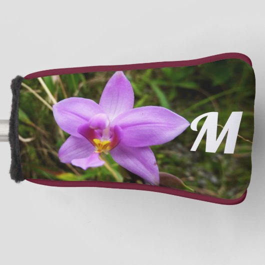 Wild Orchid Paarse Tropische Bloem Golfheadcover (Voorkant)