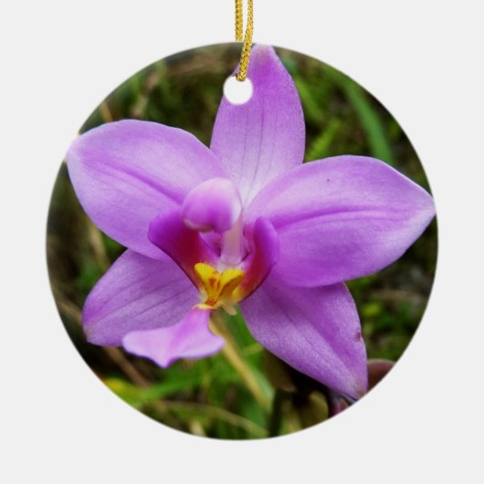 Wild Orchid Paarse Tropische Bloem Keramisch Ornament (Voorkant)