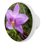 Wild Orchid Paarse Tropische Bloem Keramische Knop (Rechts)