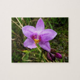 Wild Orchid Paarse Tropische Bloem Legpuzzel