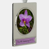 Wild Orchid Paarse Tropische Bloem Verzilverd Banner Ornament (Rechts)