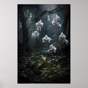 Wild Orchideeën Bos Print, Donkere Academics Gotie Poster