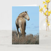 Wild Oregon Mustang Stallion Wenskaart Kaart (Gele Bloem)