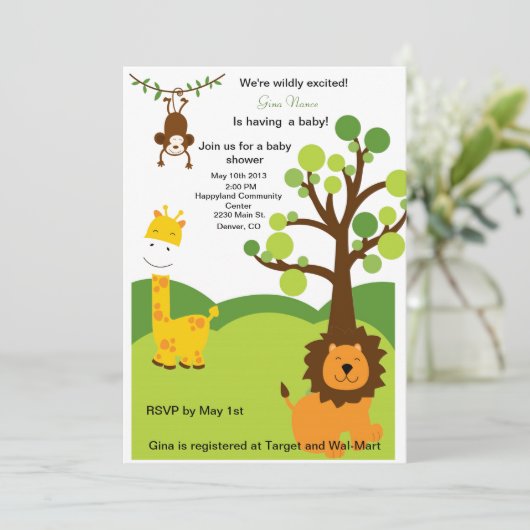 Wild Over Baby shower nodigt uit Kaart (Staand voorkant)