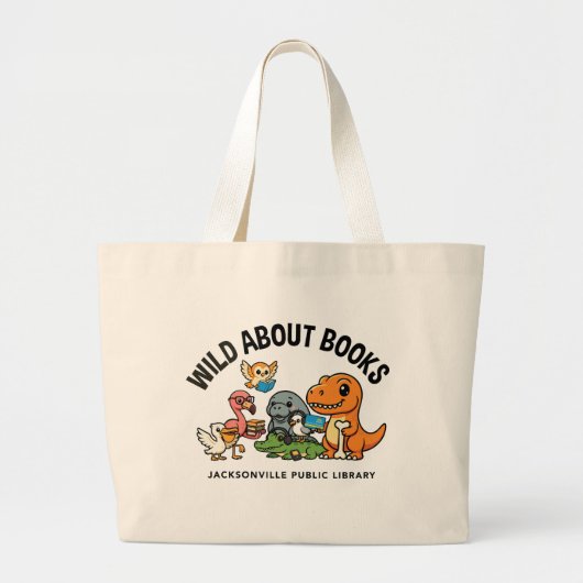 Wild Over Boeken Groot Grote Tote Bag (Voorkant)