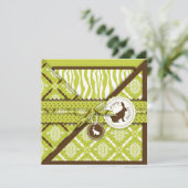 Wild Over Bunnies Invitation Square Kaart (Staand voorkant)