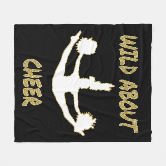 Wild over Cheer Black, White, Gold Fleece Blanket (Voorkant (Horizontaal))