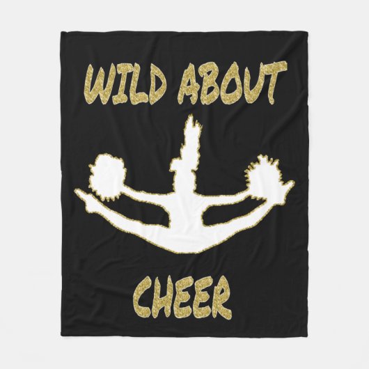 Wild over Cheer Black, White, Gold Fleece Blanket Deken (Voorkant)