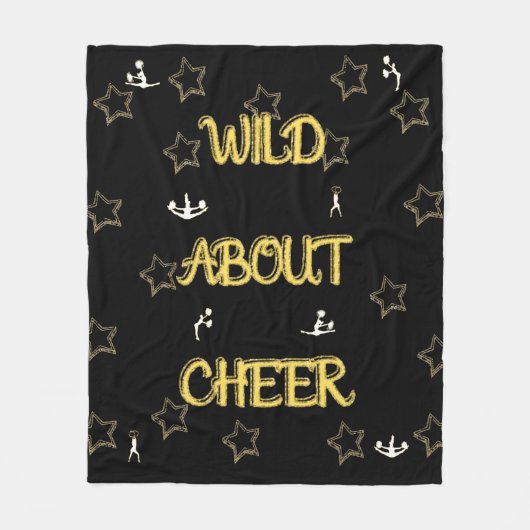 Wild Over Cheer met Tiny White Cheer Silhouetten Fleece Deken (Voorkant)