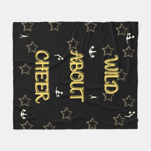 Wild Over Cheer met Tiny White Cheer Silhouetten Fleece Deken (Voorkant (Horizontaal))