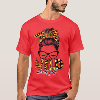 Wild over Herfst Leopard Messy Bun Herfst Lover T-shirt