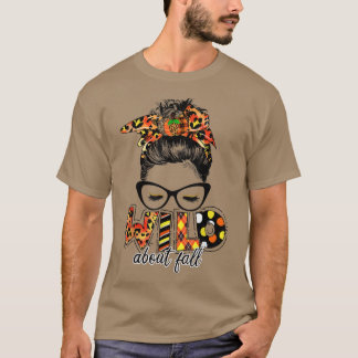 Wild over Herfst Leopard Messy Bun Herfst Lover T-shirt