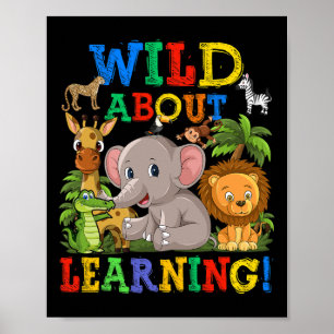 Wild over het leren van safari-dieren Jungle Byck Poster