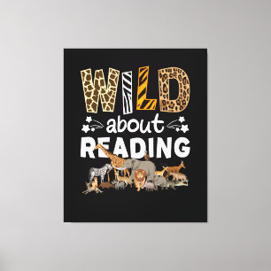 Wild over het lezen van boeken en boekenwormbiblio canvas afdruk