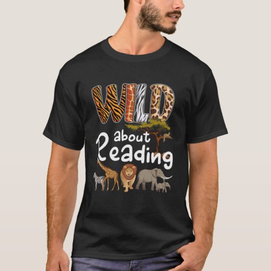 Wild Over het lezen van boeken Reader Bookworm Lib T-shirt (Voorkant)