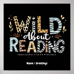 Wild over het lezen van boekliefhebber en dierlijk poster