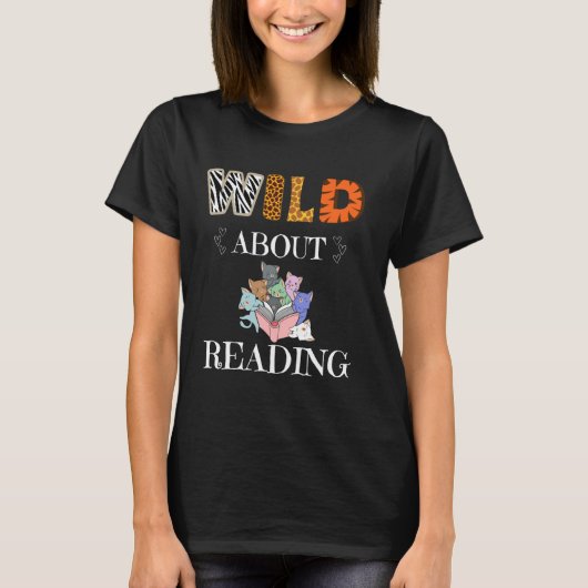 Wild over het lezen van Books Reader Lover Animals T-shirt (Voorkant)