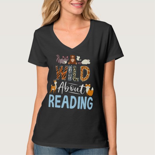Wild over het lezen van Design Boek T-shirt (Voorkant)