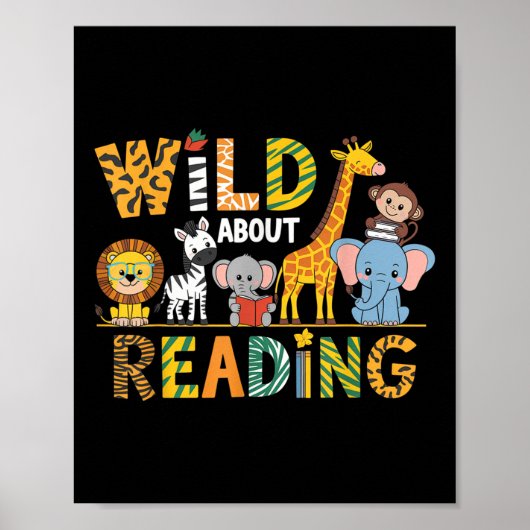 Wild over het lezen van Kind Love Wild Animal Boek Poster (Voorkant)