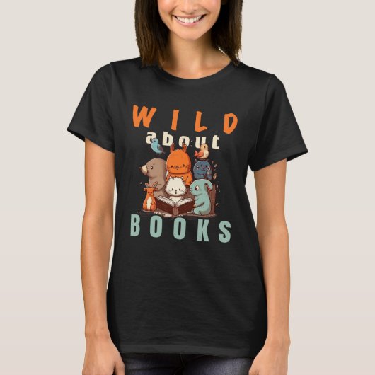Wild over het lezen van liefdesboeken Nerd Boekenw T-shirt (Voorkant)
