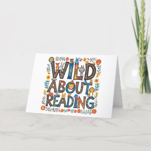 Wild Over Het Lezen Van Schattigee Oerwouden Diere Bedankkaart