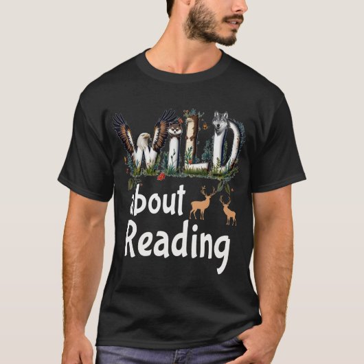 Wild Over Het Lezen Van Zoo Dieren Boeken Lezer Lo T-shirt (Voorkant)