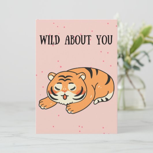 Wild Over je cartoon Tiger Valentijnsdag Feestdagenkaart (Staand voorkant)